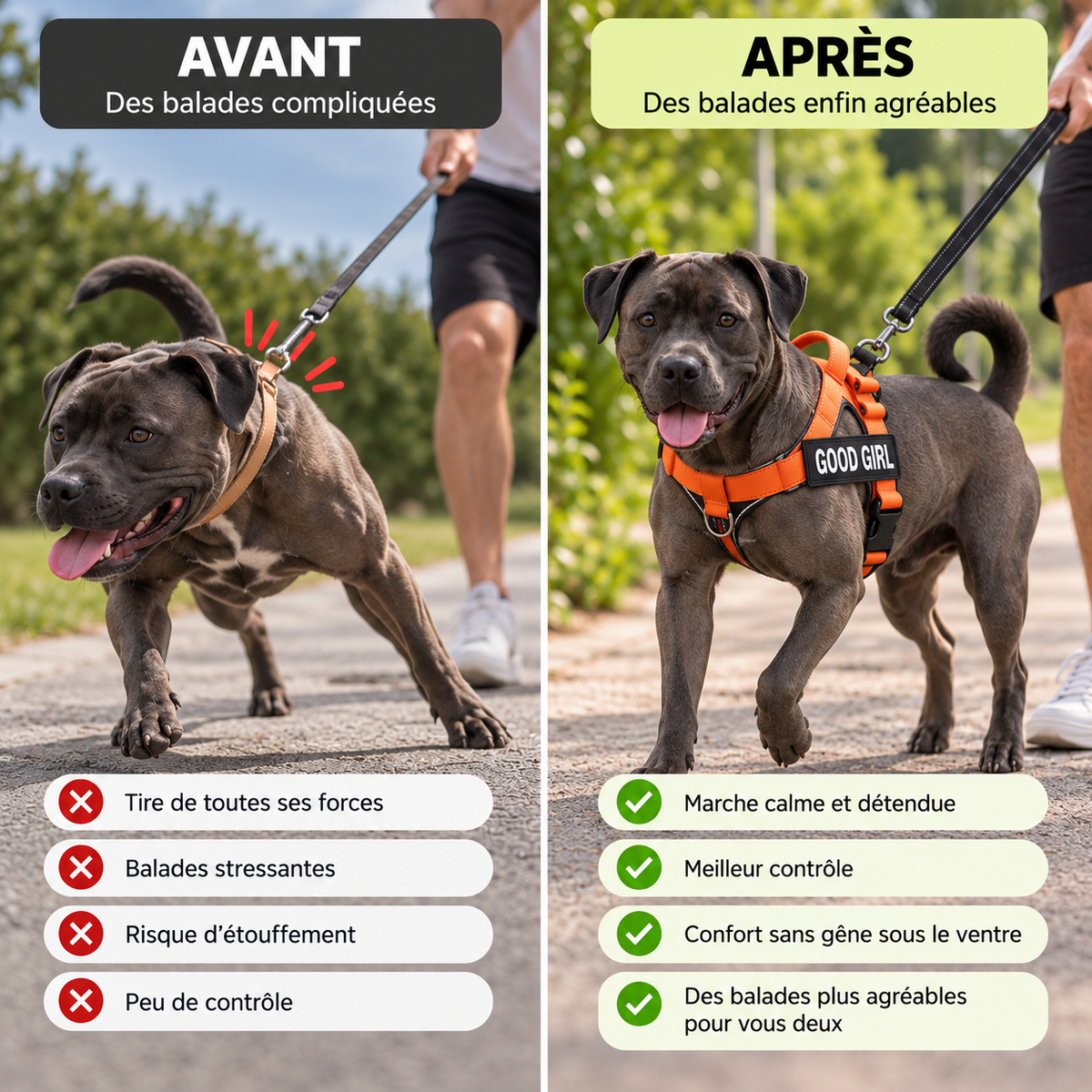 Pack Promenade Anti-Traction Milo Paws - Attache 1 Clic, Double Anneau Frontal & Dorsal